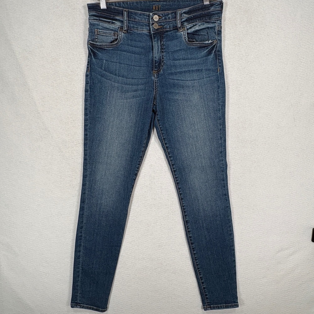 KUT from the Kloth Skinny Jeans Womens 8 Medium Wash High Rise Double Button